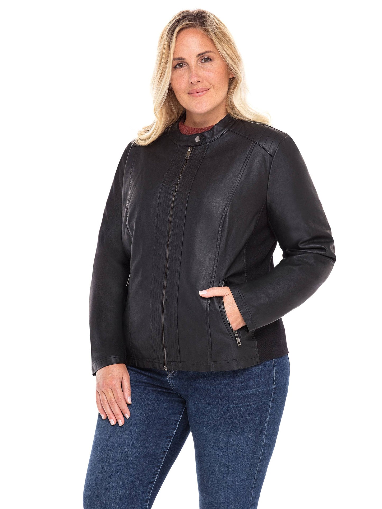 Plus Faux Leather Jacket 1x / Black