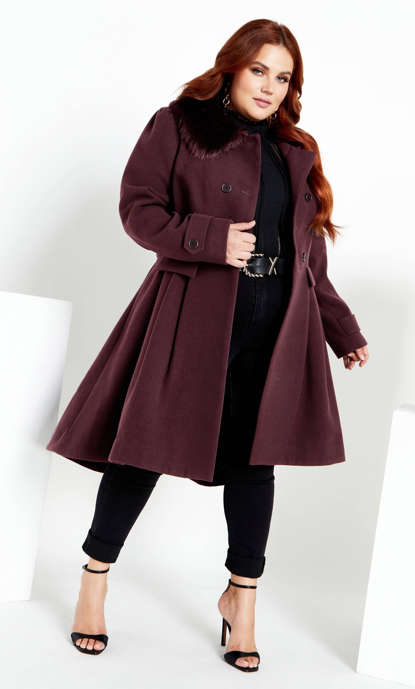 Plus Size Coat Grandiose In Spiced Plum | Size 12 | Avenue