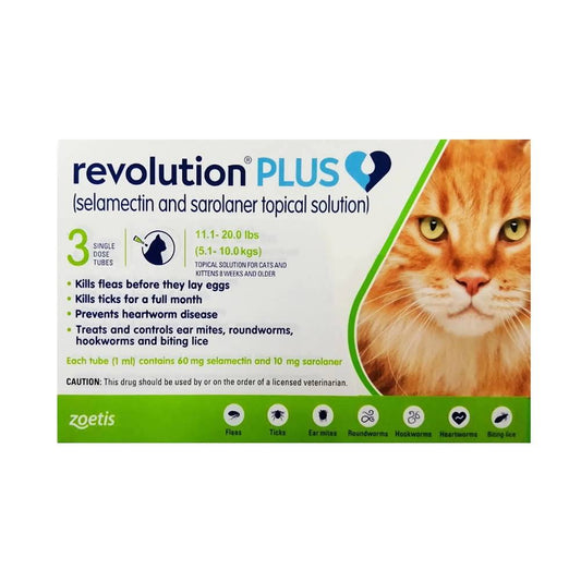 Plus For Cats 11.1-22 Lbs Green 3 Month Supply