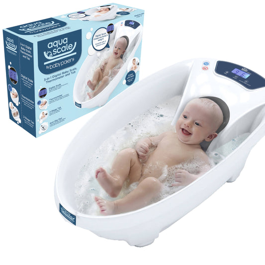 Patent Aquascale 3-In-1 Scale, Water Thermometer And Bathtub In White