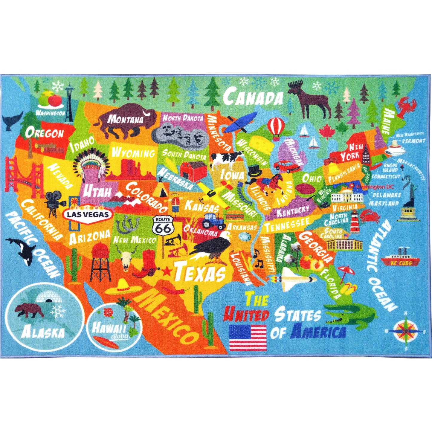 Playtime Collection Usa United States Geography Map Educational Learning Area