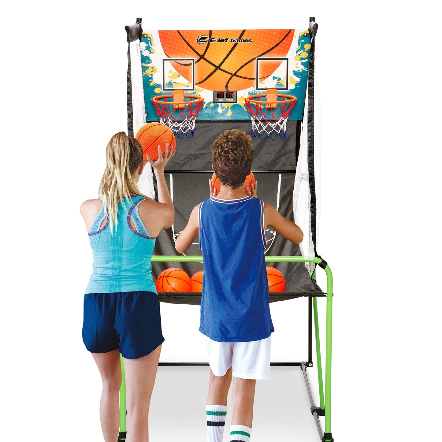 Playz Electronic Basketball Arcade Game - Indoor Sport Games For Kids & Adults Birthday, Office Christmas Party Activities Style Ejet Games, Blac