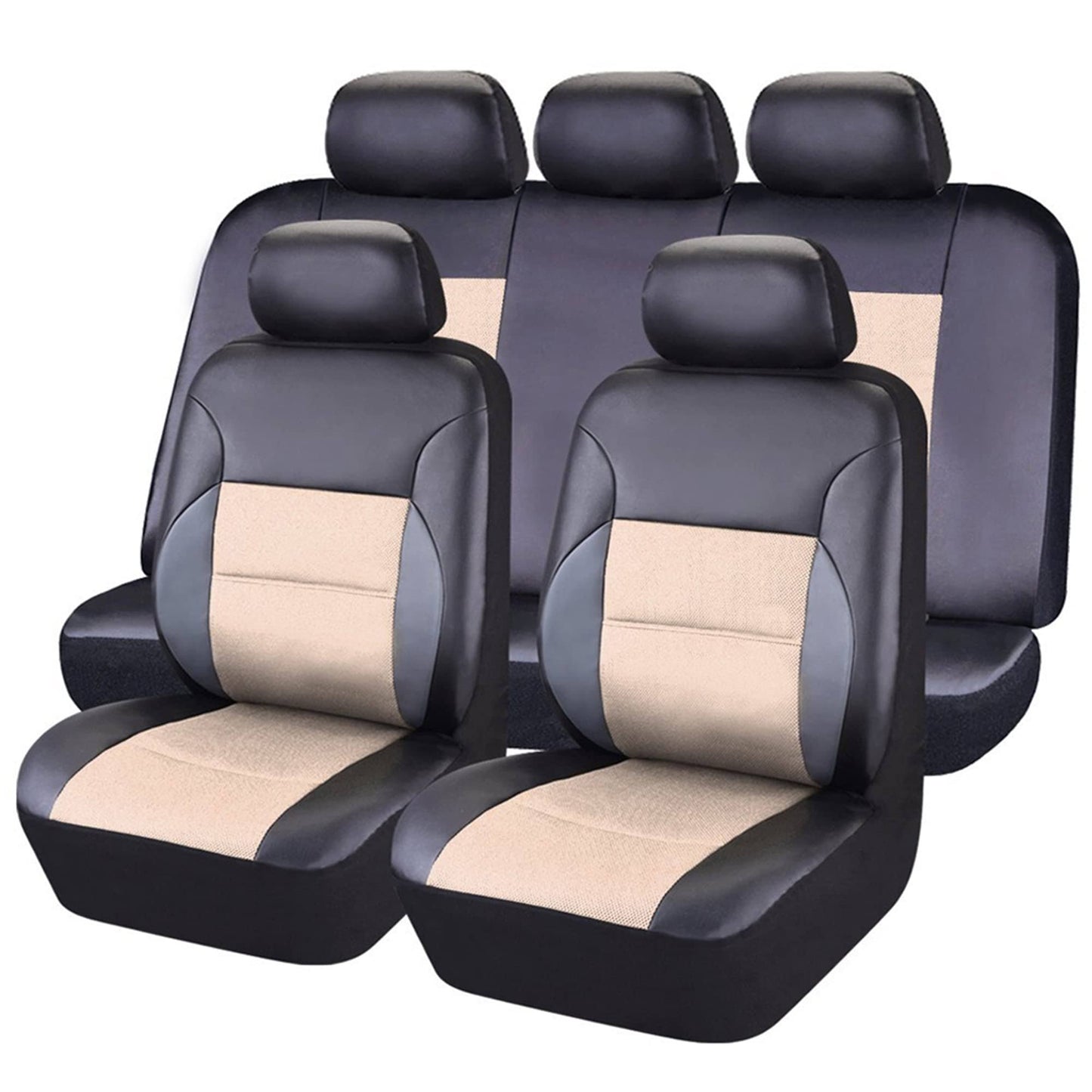 Pass - 11pcs Luxurous Pu Leather Automotive Universal Seat Covers Set Package-Universal Fit For Vehicles With Super 5mm Composite Sponge