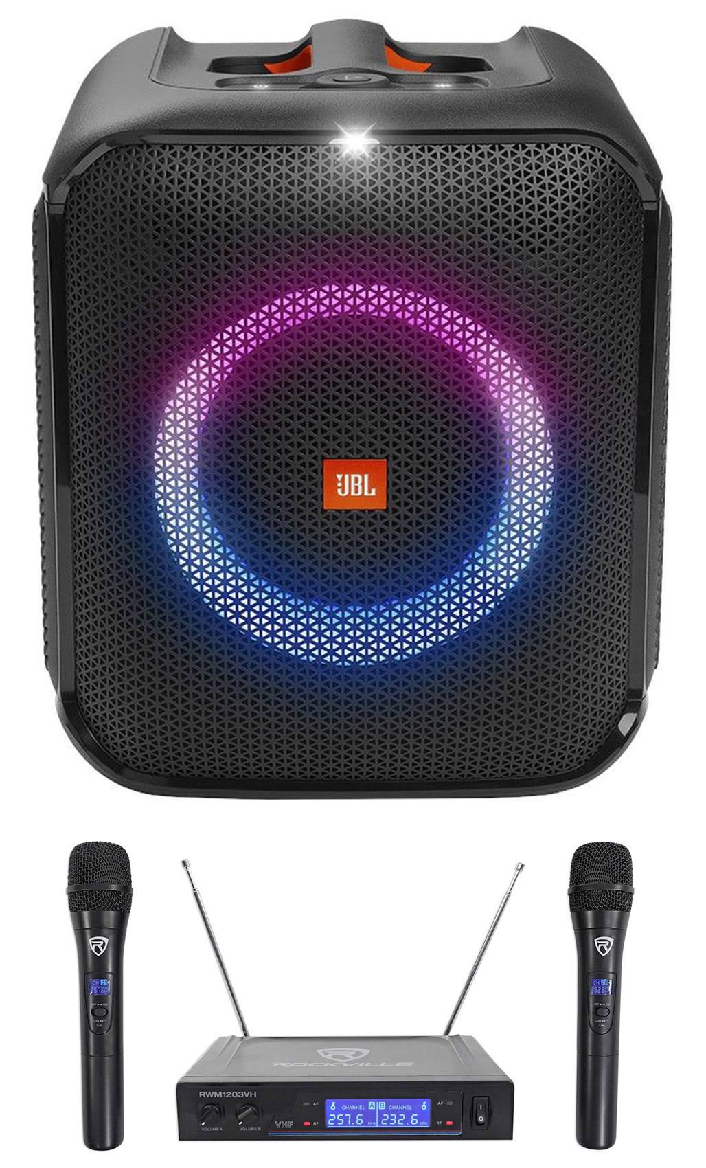 Partybox Encore Essential Portable Compact Party Speaker W Led+Wireless Mics