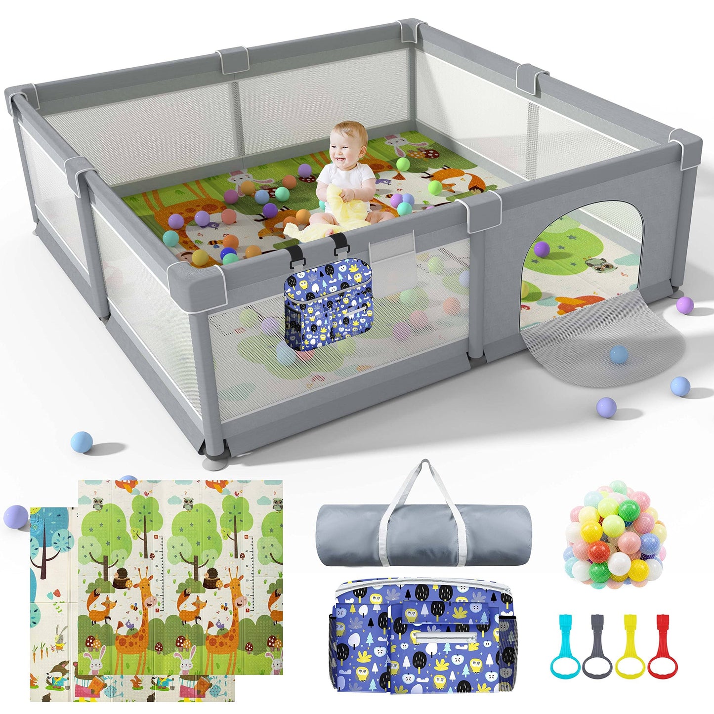 Playpen 79' X 71' Lutikiang Play Yard For Babies And Toddlers With Mat Safety Extra Large Baby Fence Area Indoor & Outdoor Kids Activity Pla