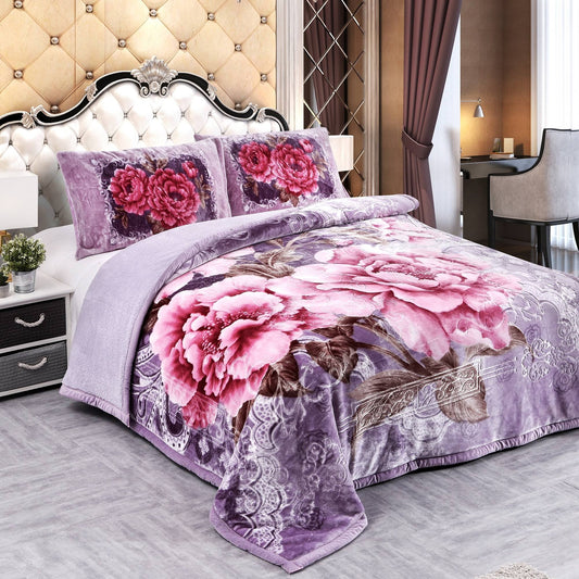 Plush 3-Piece Sherpa Comforter Set - Light Purple