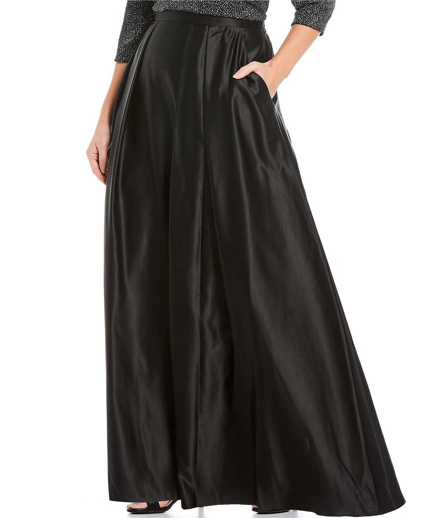 Plus Size Satin Ball Gown Skirt - Black