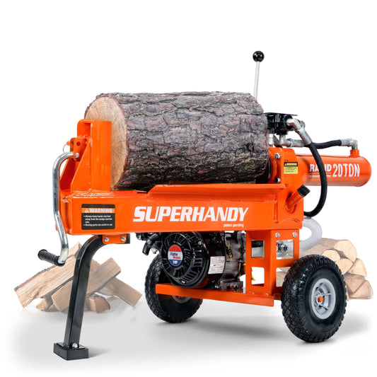 Portable 20 Ton Log Splitter - Gas Powered 7hp Engine