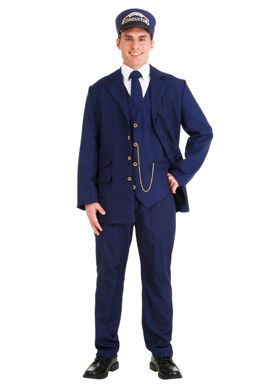 Pole Train Conductor Costume Adult, Men's, Size: Small, Blue