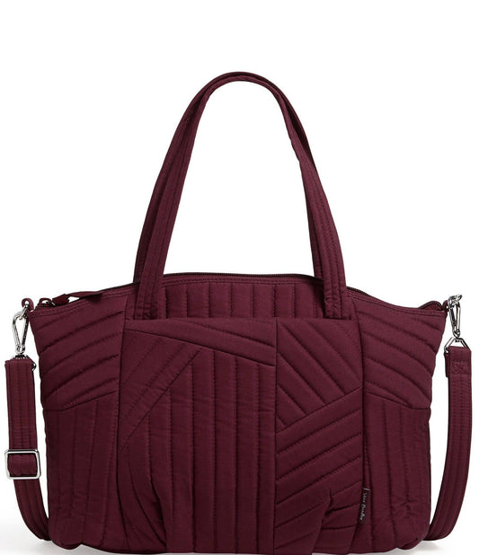 Pleated Multi-Strap Satchel In Recycled Cotton Mulled Wine