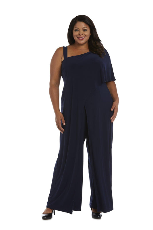 Plus Size One-Shoulder Jumpsuit - Peacock