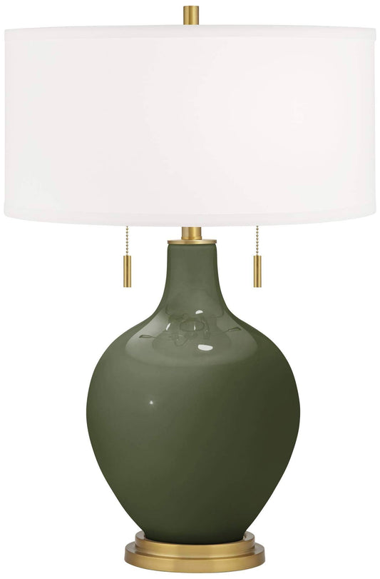 Plus Winter White Toby Brass Accents Table Lamp