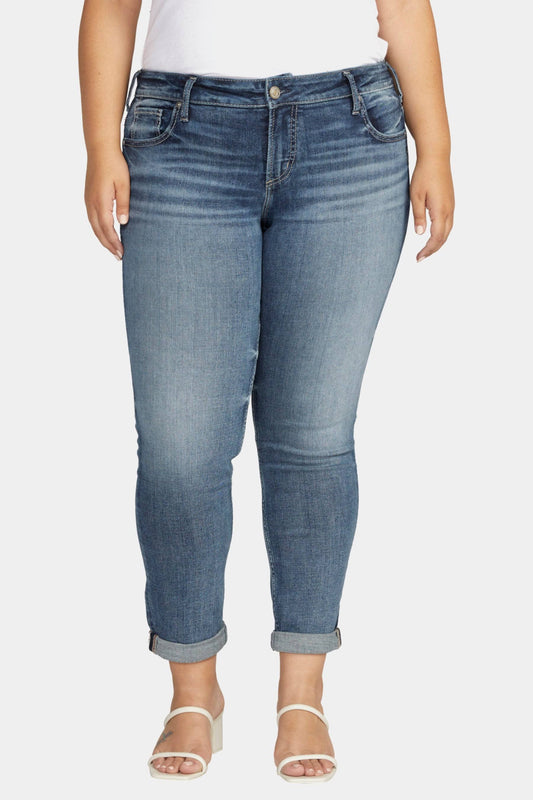 Plus Size Girlfriend Mid-Rise Slim Leg Jeans : 14w 29