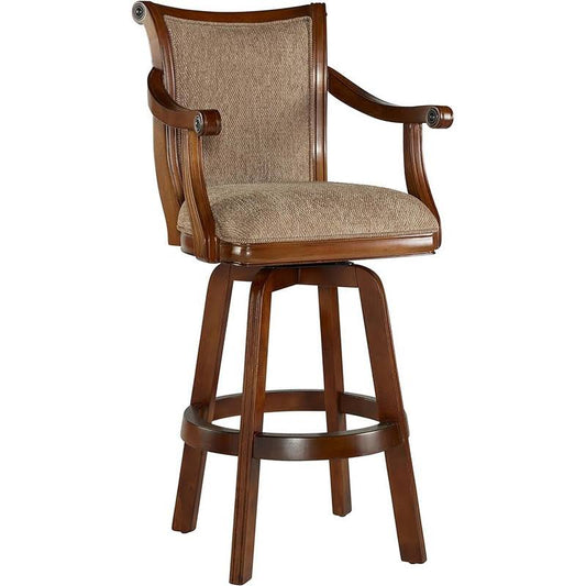 Polyester Cotton Wood Warm Cherry Swivel Bar Stool