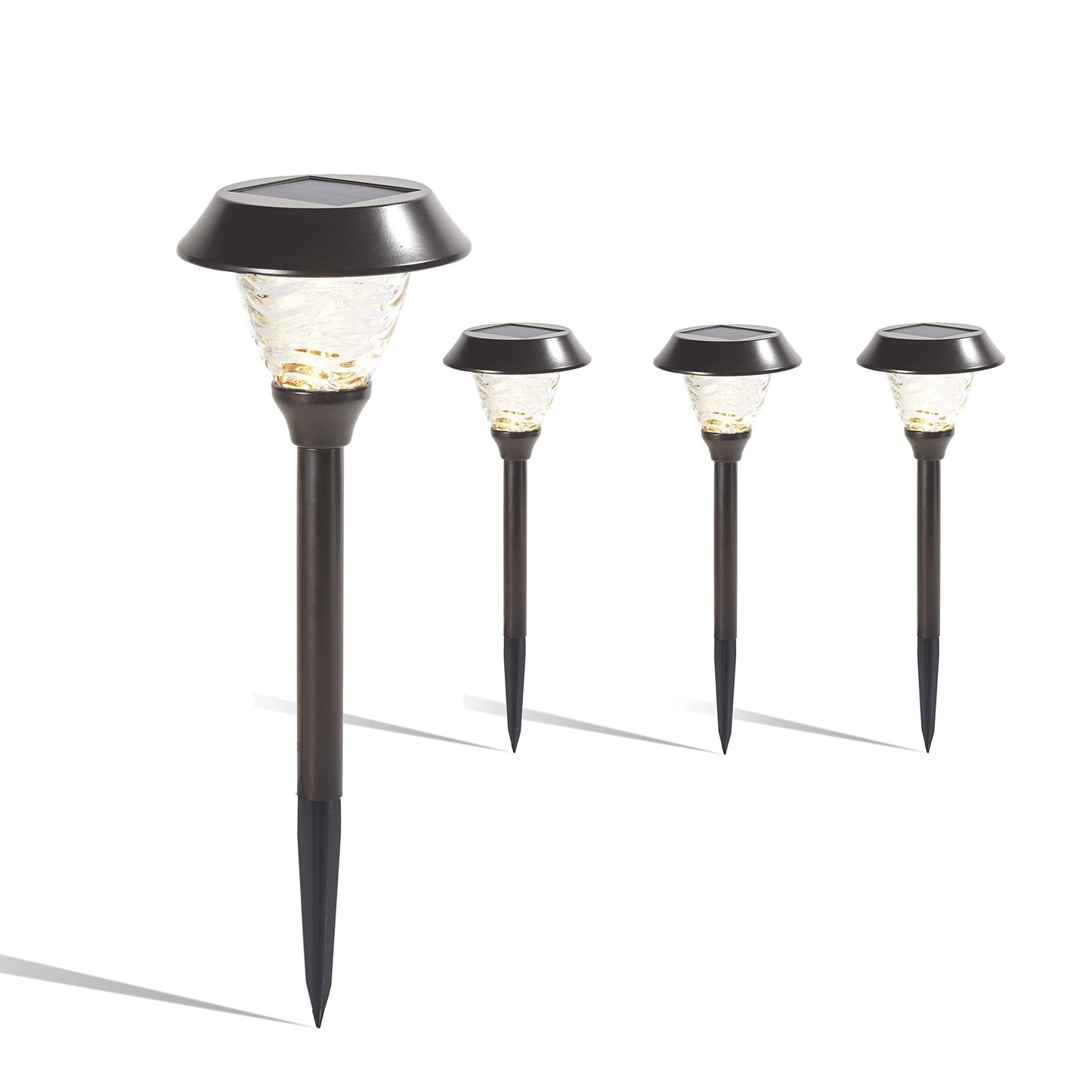 Pathway Lights Outdoor - Black Stainless Steel With Glass Extra Bright Led 20 Lumen Each Waterproof Dusk To Dawn Auto