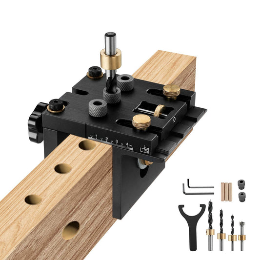 Pocket Hole Jig Kit Tool System 3 In 1 Woodworking Doweling Jig Kit With Positioning Clip Adjustable Drilling Guide Puncher Locator Carpentry