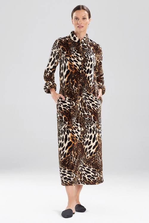 Plush Leopard Zip Caftan