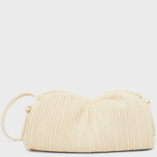 Pleated Mini Cloud Clutch - Crema