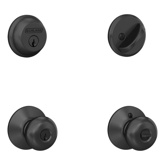 Plymouth Matte Black Single-Cylinder Deadbolt Keyed Entry Door Knob