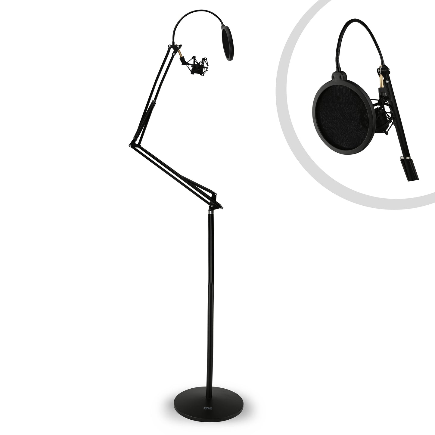 Pmksh28 Floor-Standing Suspension Microphone Boom Stand - Studio Scissor Arm Mic Mount, Includes Pop Filter & Anti-Vibration