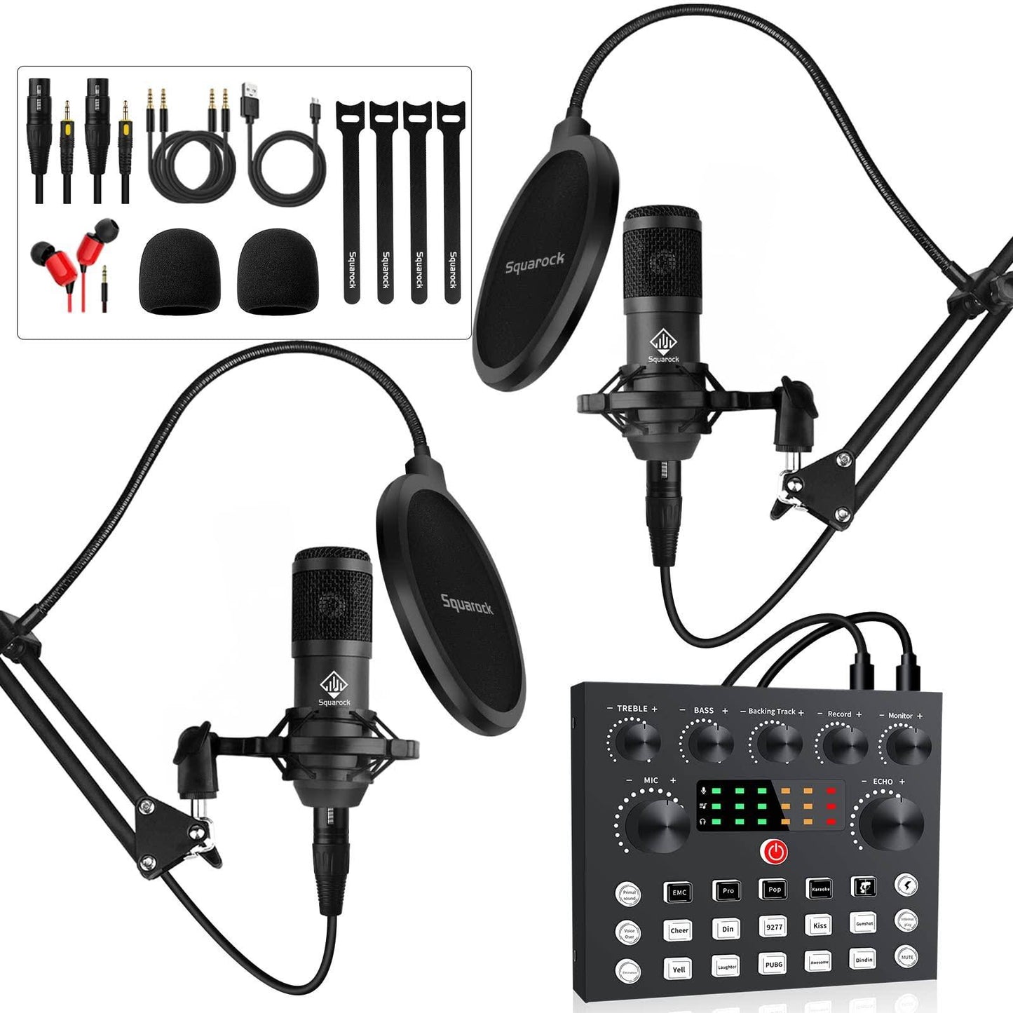 Podcast Equipment Bundle,Audio Interface With Dj Mixer And Condenser Microphone, All-In-One Audio Mixer Perfect For Pcphonelapto