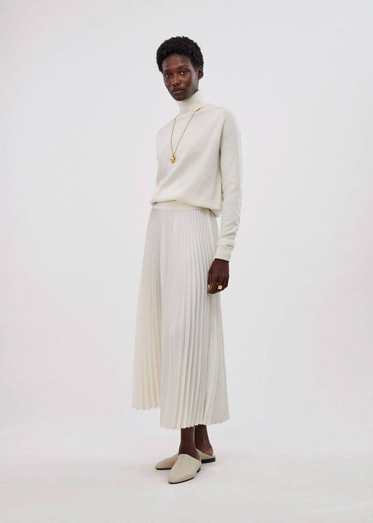 Pleated Woven Midi Skirt - Women - Ivory Skirts - Xl