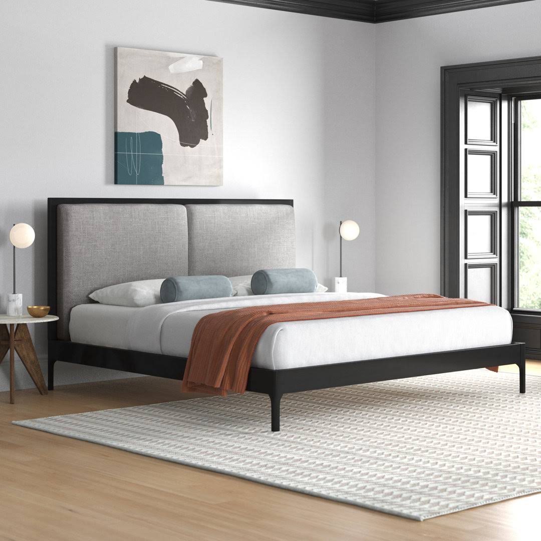 Platform Bed Size: King, Color: Black