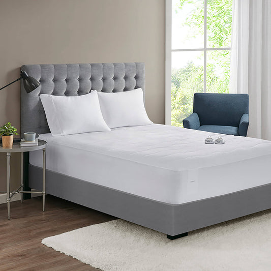 Plush Heated Mattress Pad - Full - White