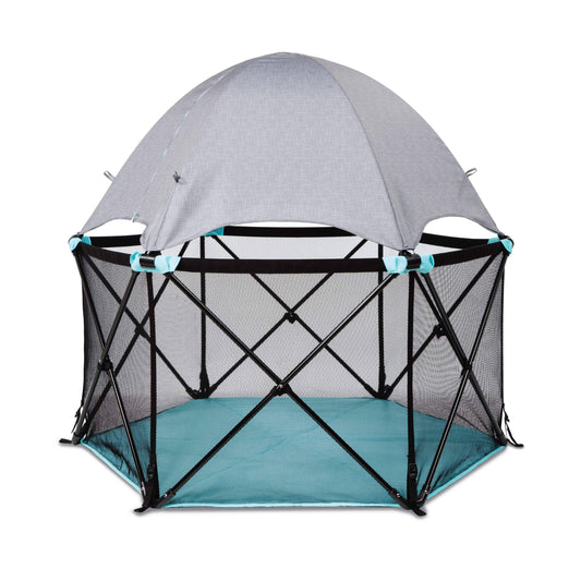 Pop &N Play Ultimate Playard, Aqua Splash/Textured Gray