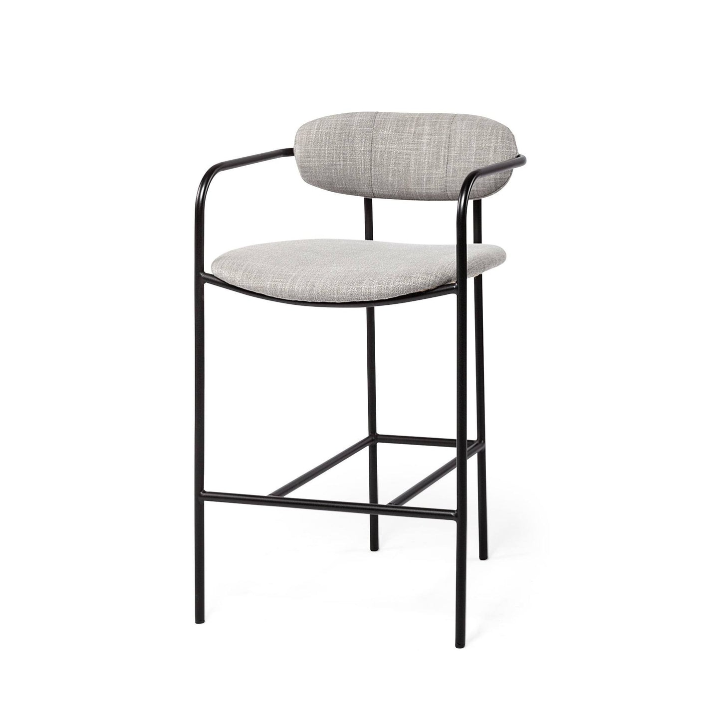 Parker Gray Fabric Seat Black Metal Counter Stool - 69359