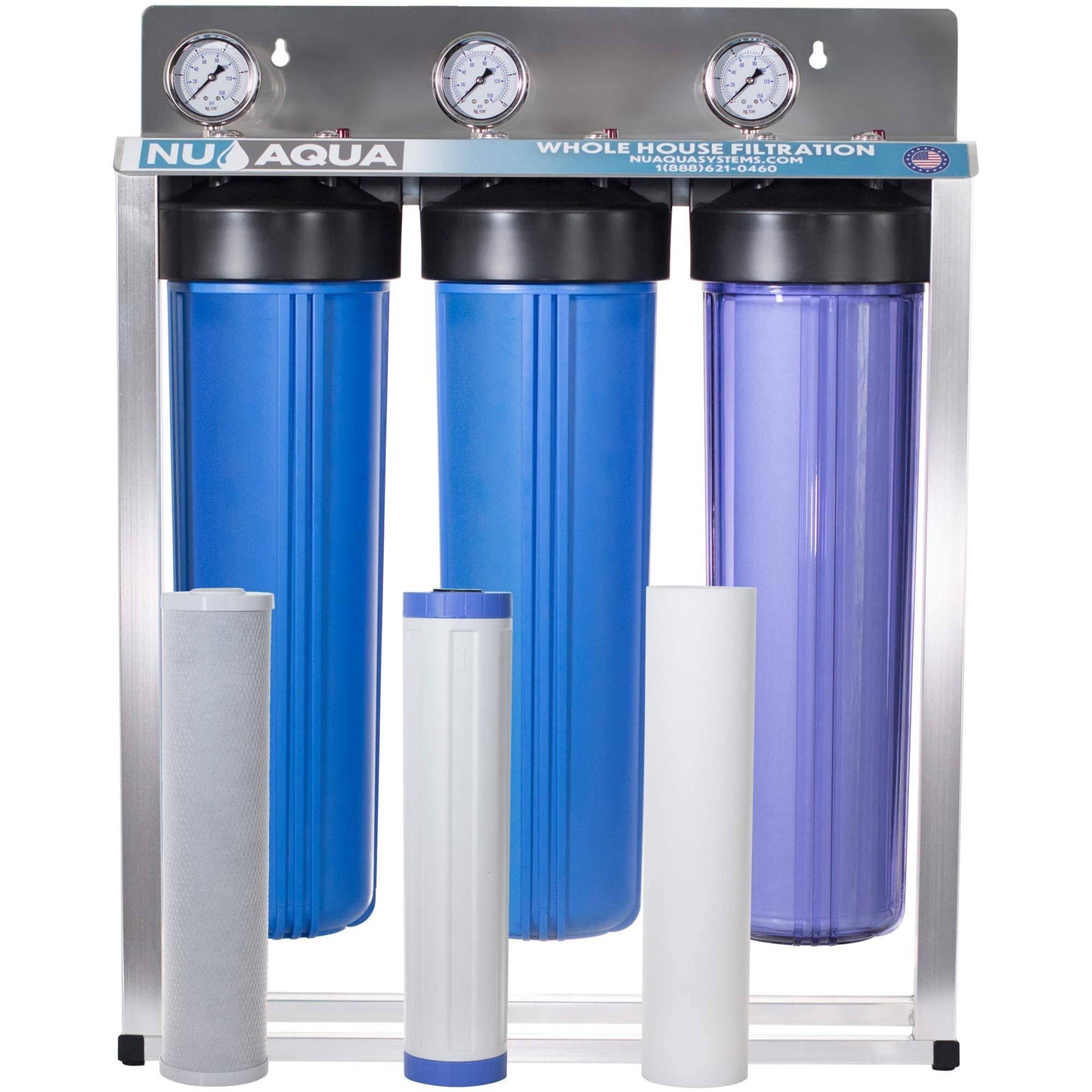 Platinum Series 3 Stage Whole House Water Filtration System With Pressure Gauges 20”X4.5”