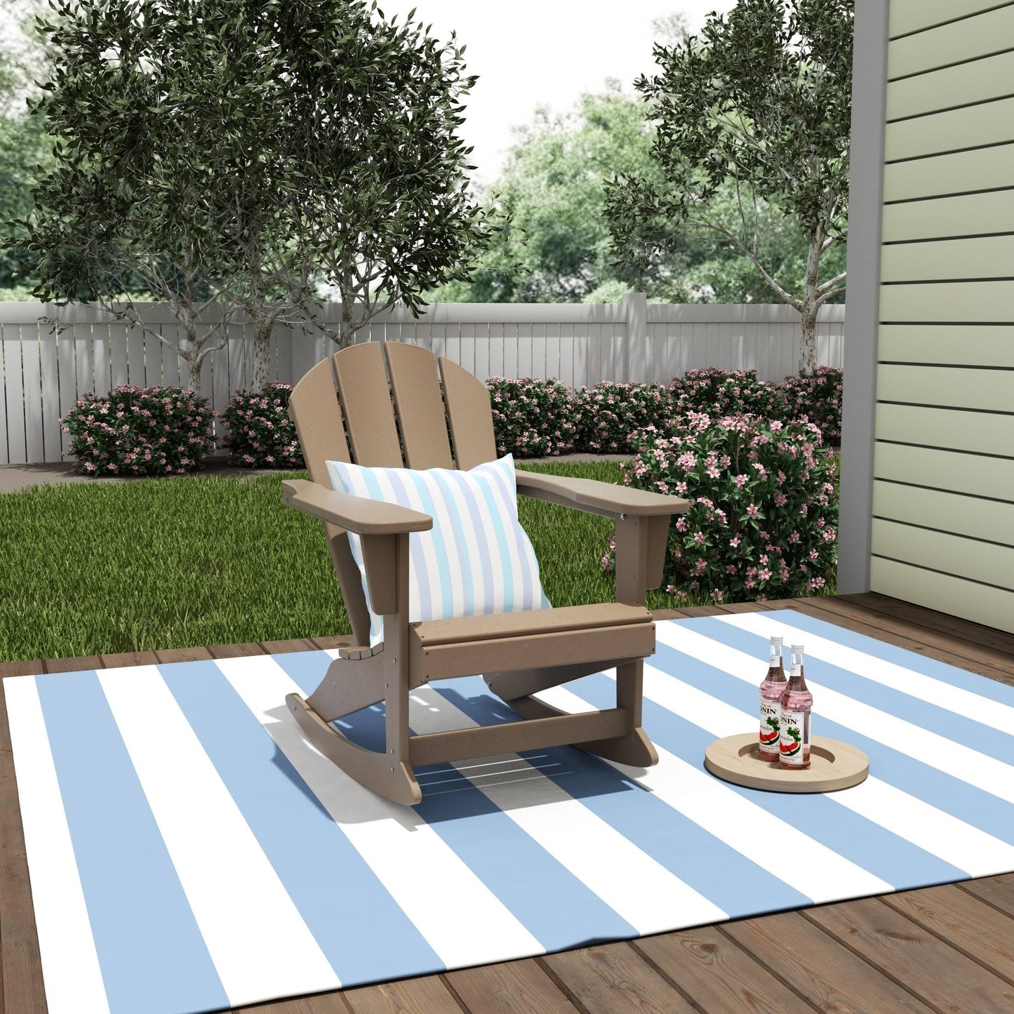 Porch Outdoor Patio Rocking Adirondack Chair - Gray