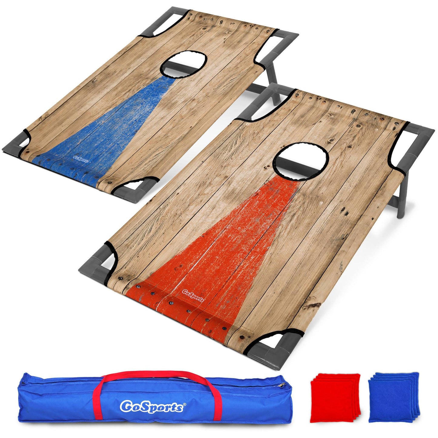 Portable 4'X2' Xl Pvc Cornhole Game Set With 8 Bean Bags And Case