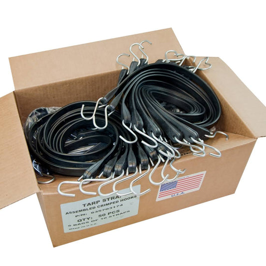 Polymers 41 Usa Tarp Straps With Crimped Hooks (Box Of 50)