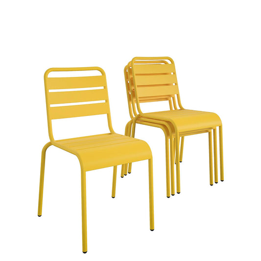 Poolside Gossip, June Outdoor/Indoor Stacking Dining Chairs, 2-Pack, Yellow