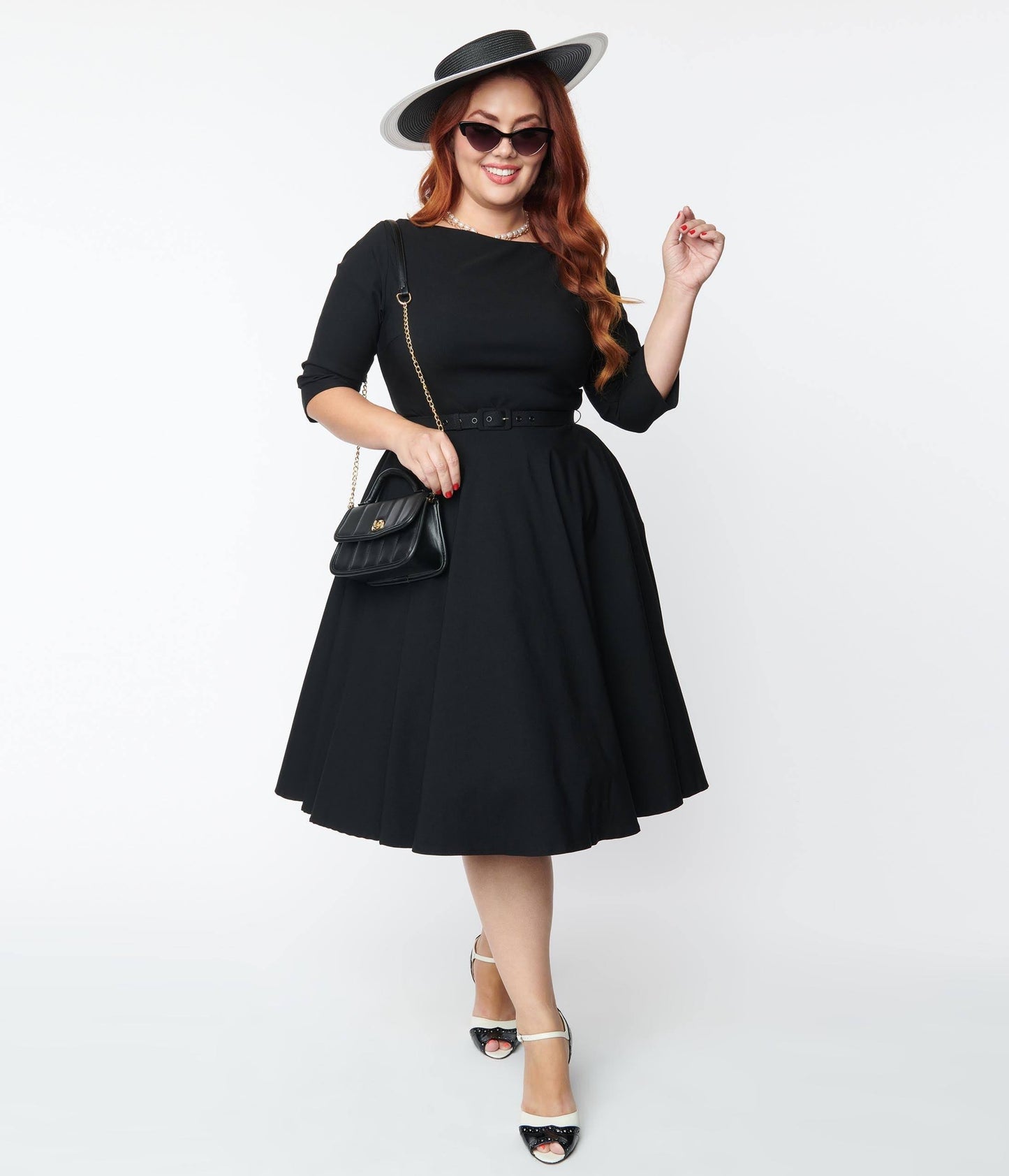 Plus Size 1950s Black Devon Swing Dress, Women's, Size: 3xl/20