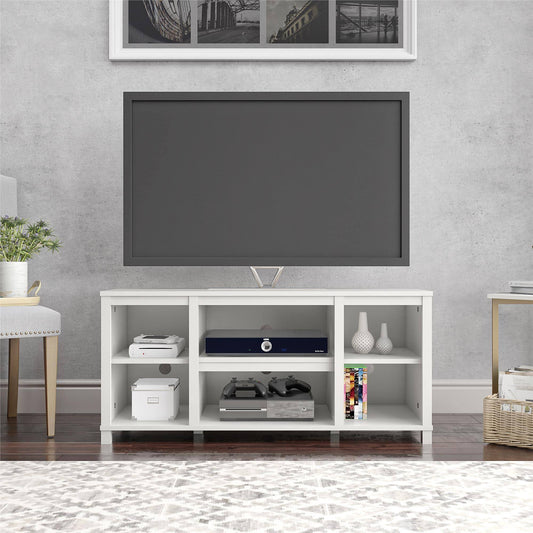 Parsons Cubby Tv Stand For Tvs Up To 50 Inch, White