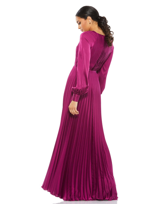 Pleated Satin Gown - Berry - Size 8