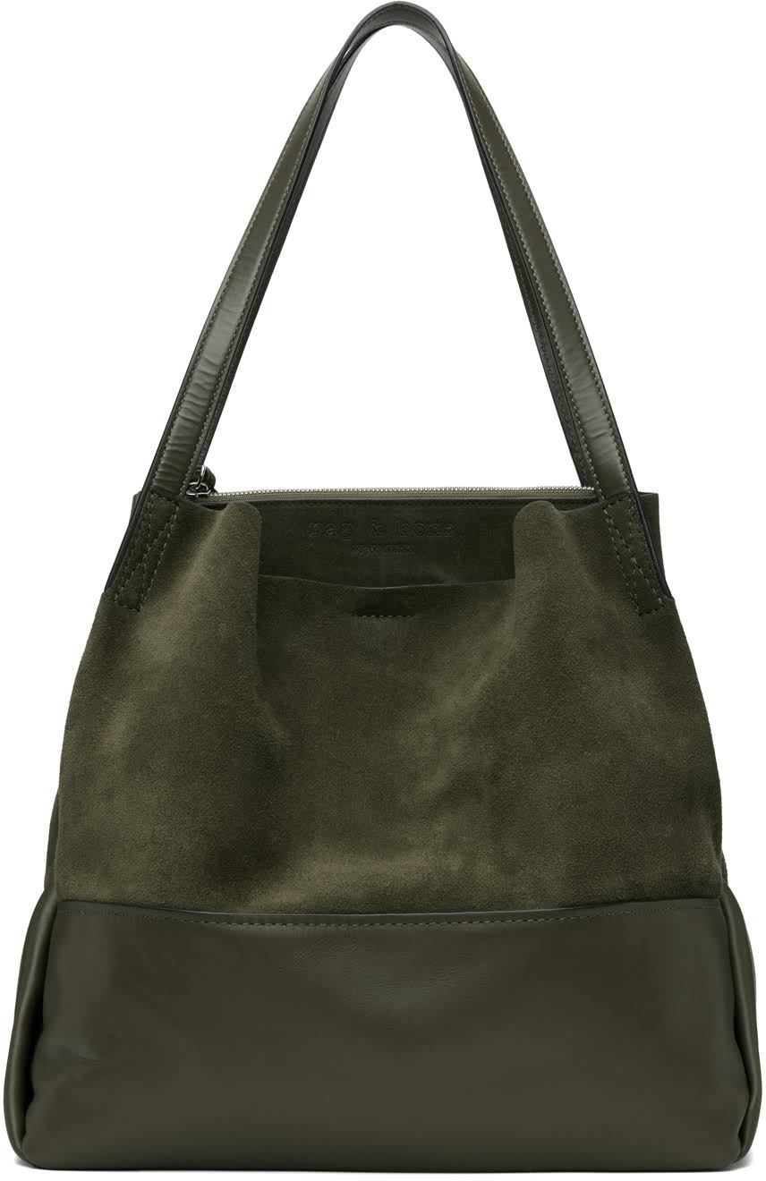 Passenger Oversize Suede & Leather Tote In Olive Night Suede