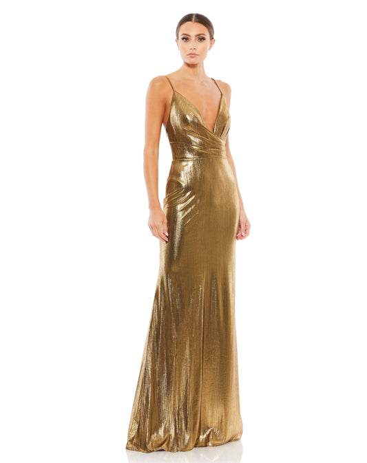 Plunging Metallic Gown - Bronze - Size 12