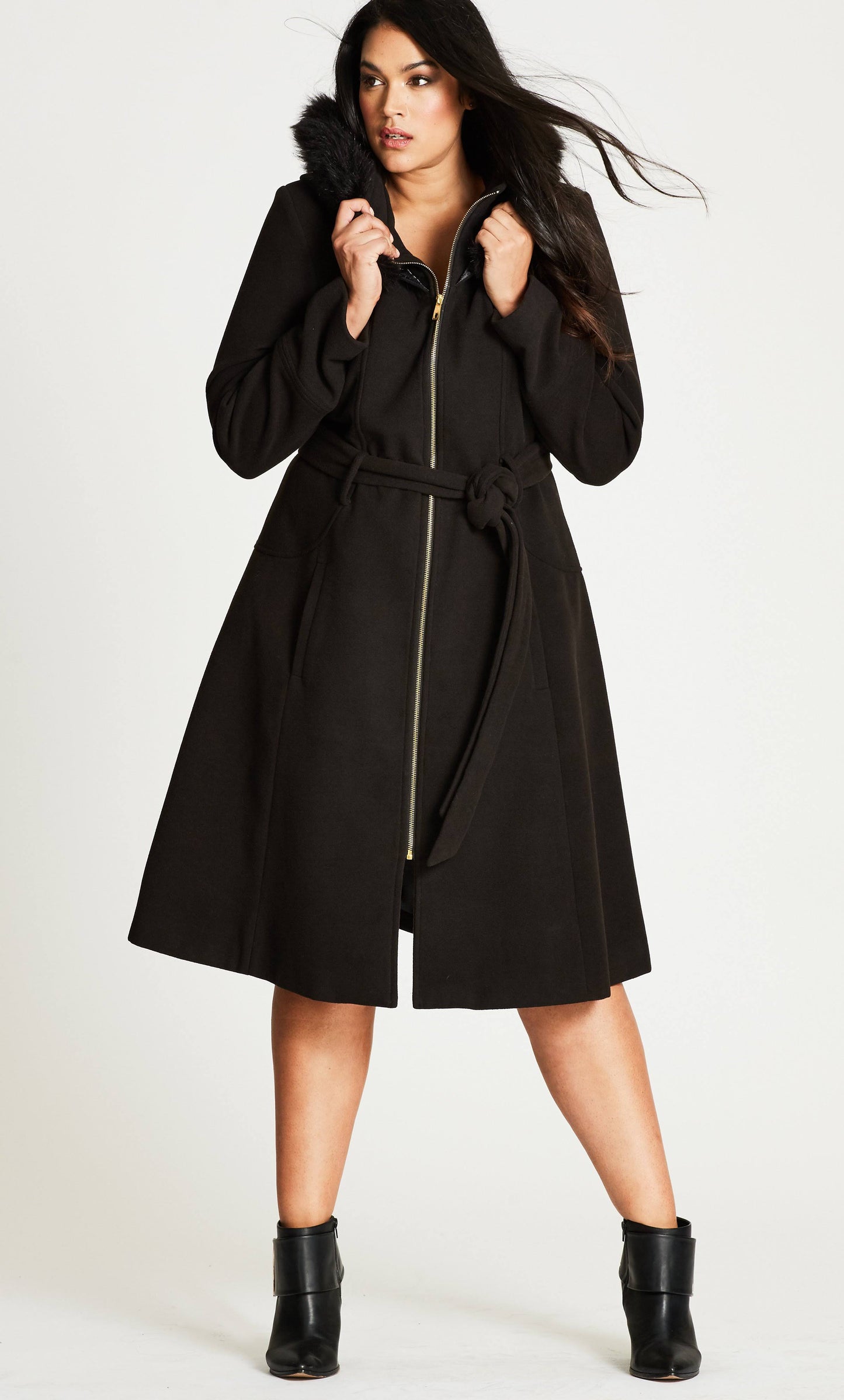 Plus Size Coat Miss Mysterious In Black | Size 12 | Avenue