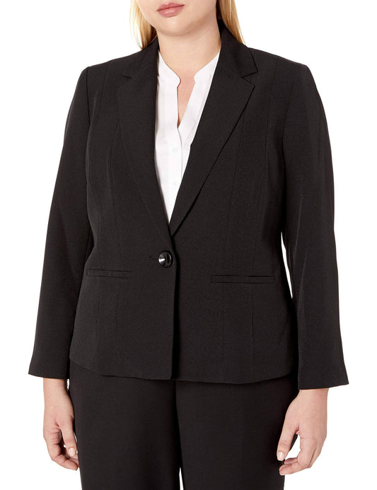 Plus Size One-Button Crepe Blazer - 20w / Vanilla